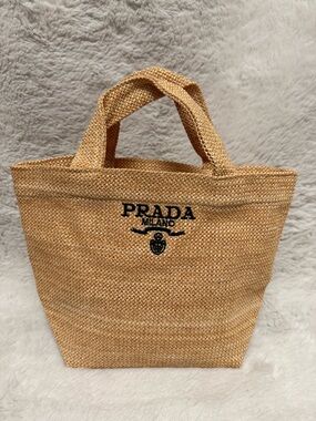 Prada Milano Straw Tote Bag in Natural- GWP